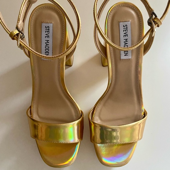 Steve Madden Gold Holographic Platform Heels - Size 8 ✨ - Picture 6 of 8